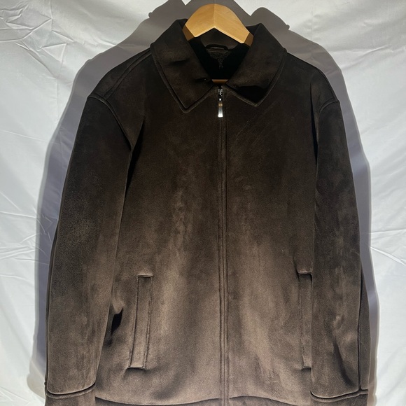 APT. 9 Men's Faux Suede Full Zip Jacket Brown Size L 94468 Excellent Condition - Picture 1 of 16